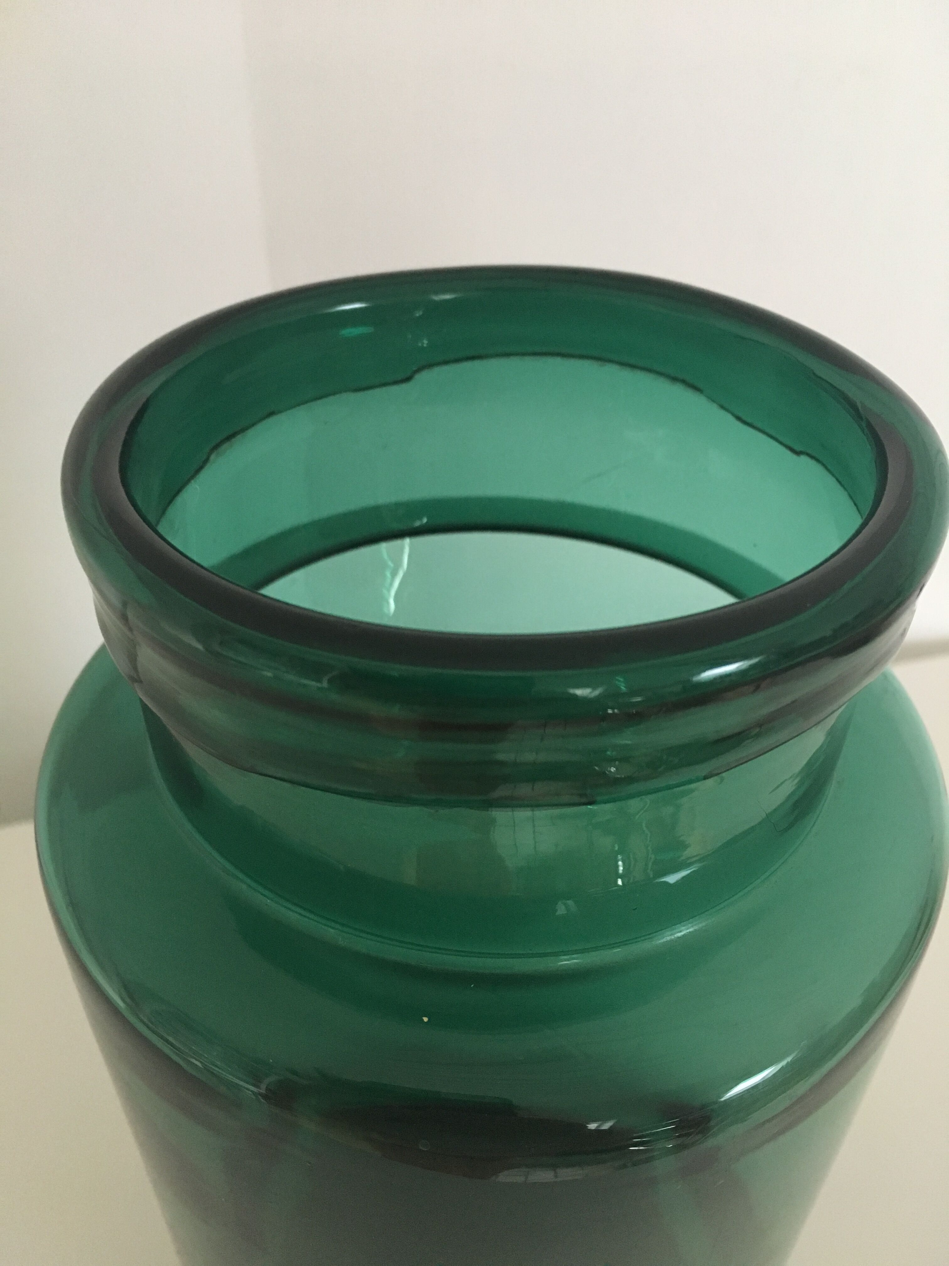 Old breath green glass apothecary jar