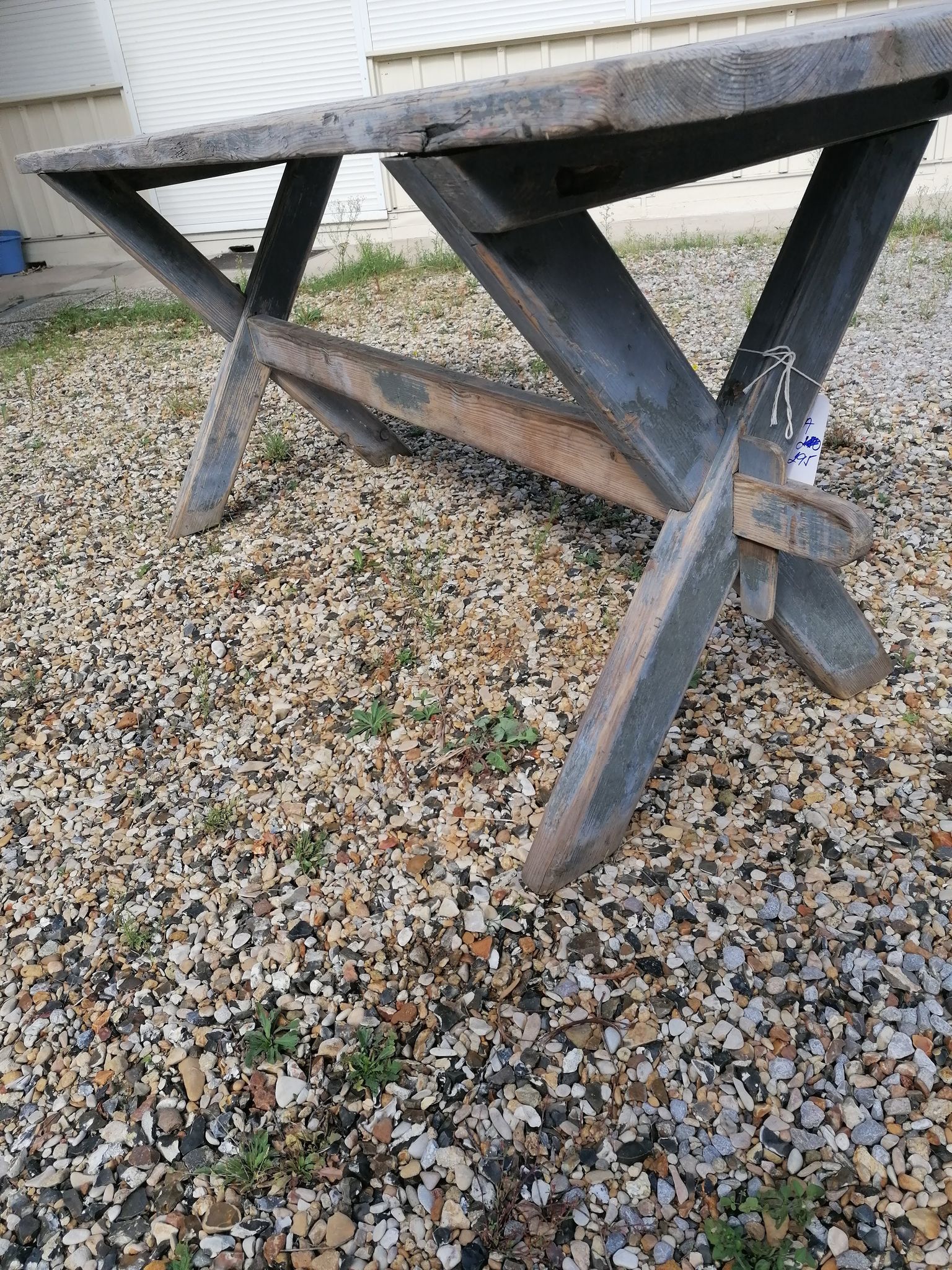 Table ferme  vintage en bois 2m, pieds en x