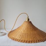 Woven wicker pendant light