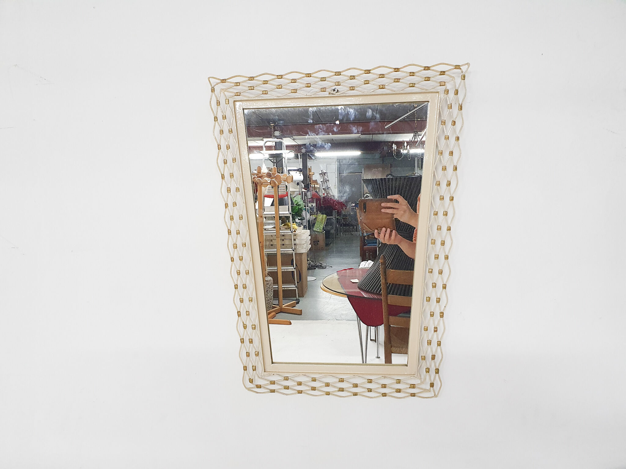 Vintage metal mirror, France 1950's