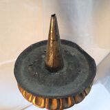 Pair of ancient carved gilded wood candlesticks - 18th century