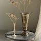 Flared Art Deco vase in smoked moulded glass with steps H30 W13.5
