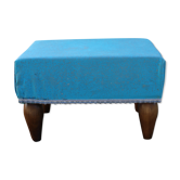 Repose-pieds bois et tissu bleu
