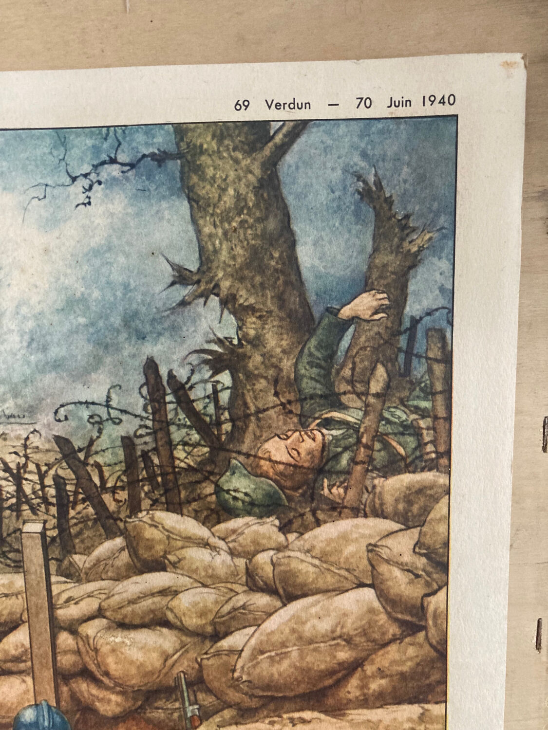 Double-sided school poster signed herouar collection rossignol verdun june 1940