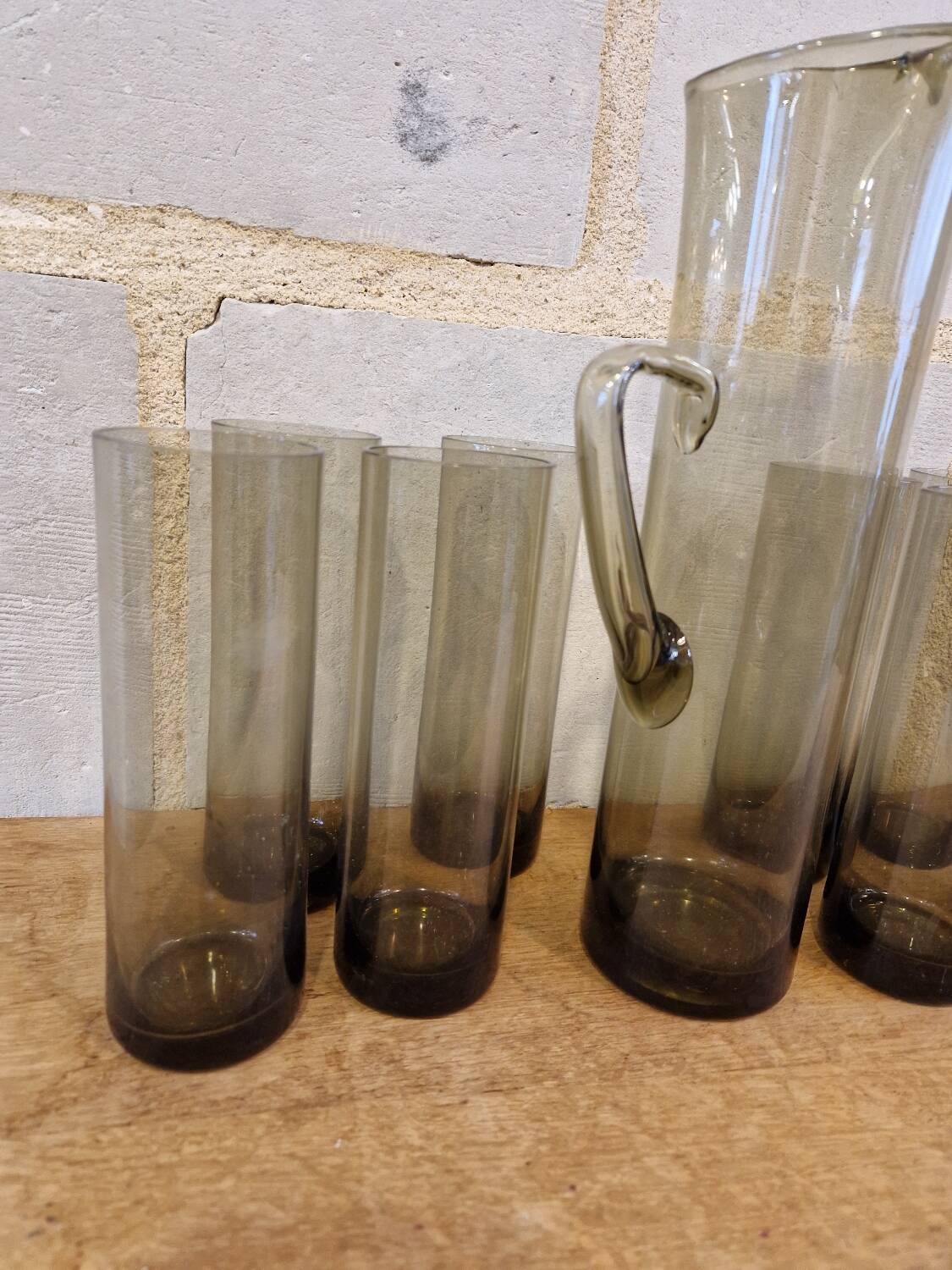 Service of 9 Pieces in Blown Glass Orangeade
