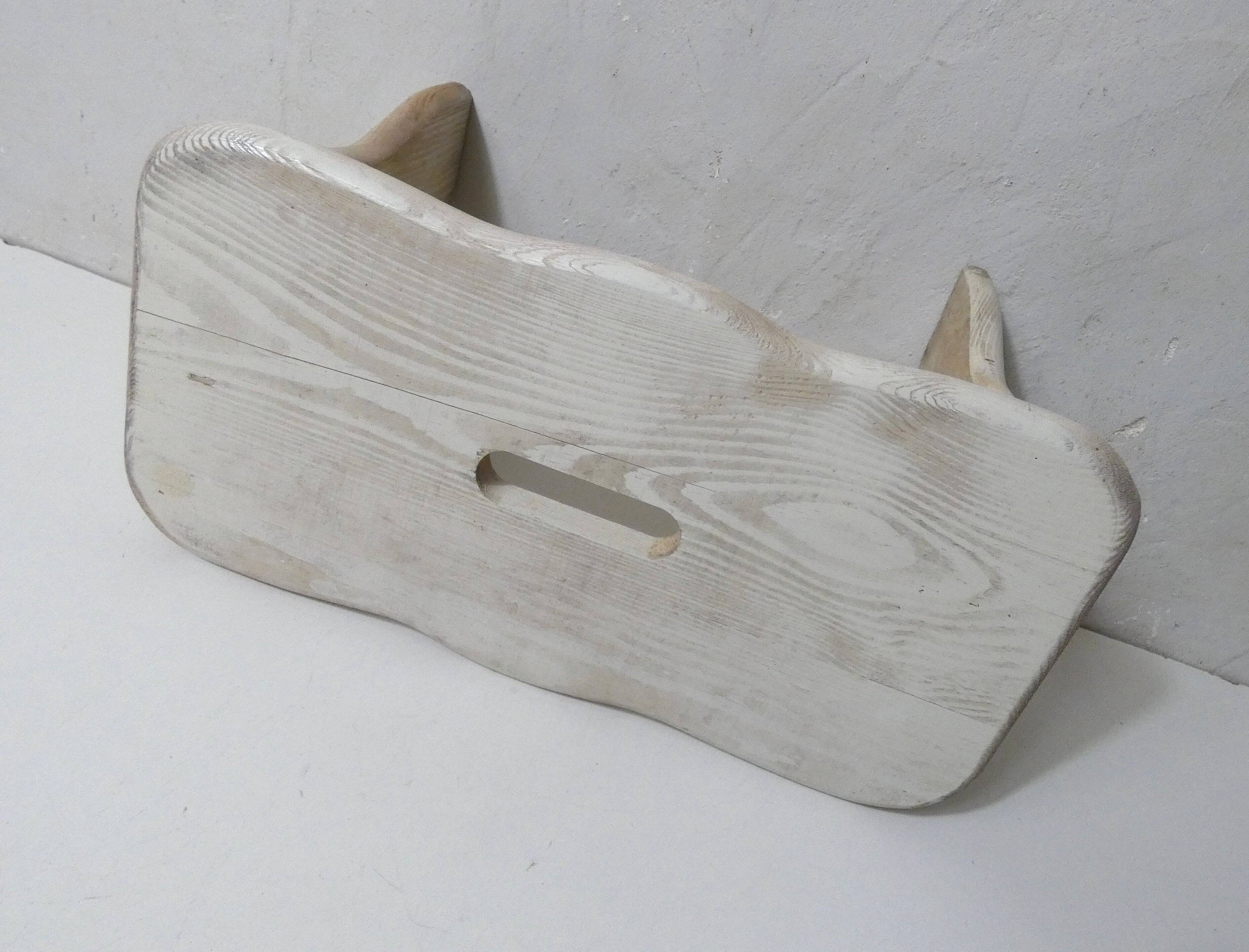 old small white patinated wooden bench vintage step stool