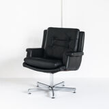 Vintage leather revolving chair, France 1960