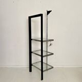 Italian Postmodern Chrome, Black Wood and Glass Shelf by Ponti Terenghi, 1980s