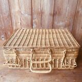 Vintage rattan suitcase