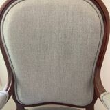 Voltaire armchair in walnut reupholstered