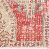 Red and beige wool turkish rug 198x112cm