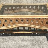 Rectangular coffee table, bamboo, rattan and wicker, vintage, 60s