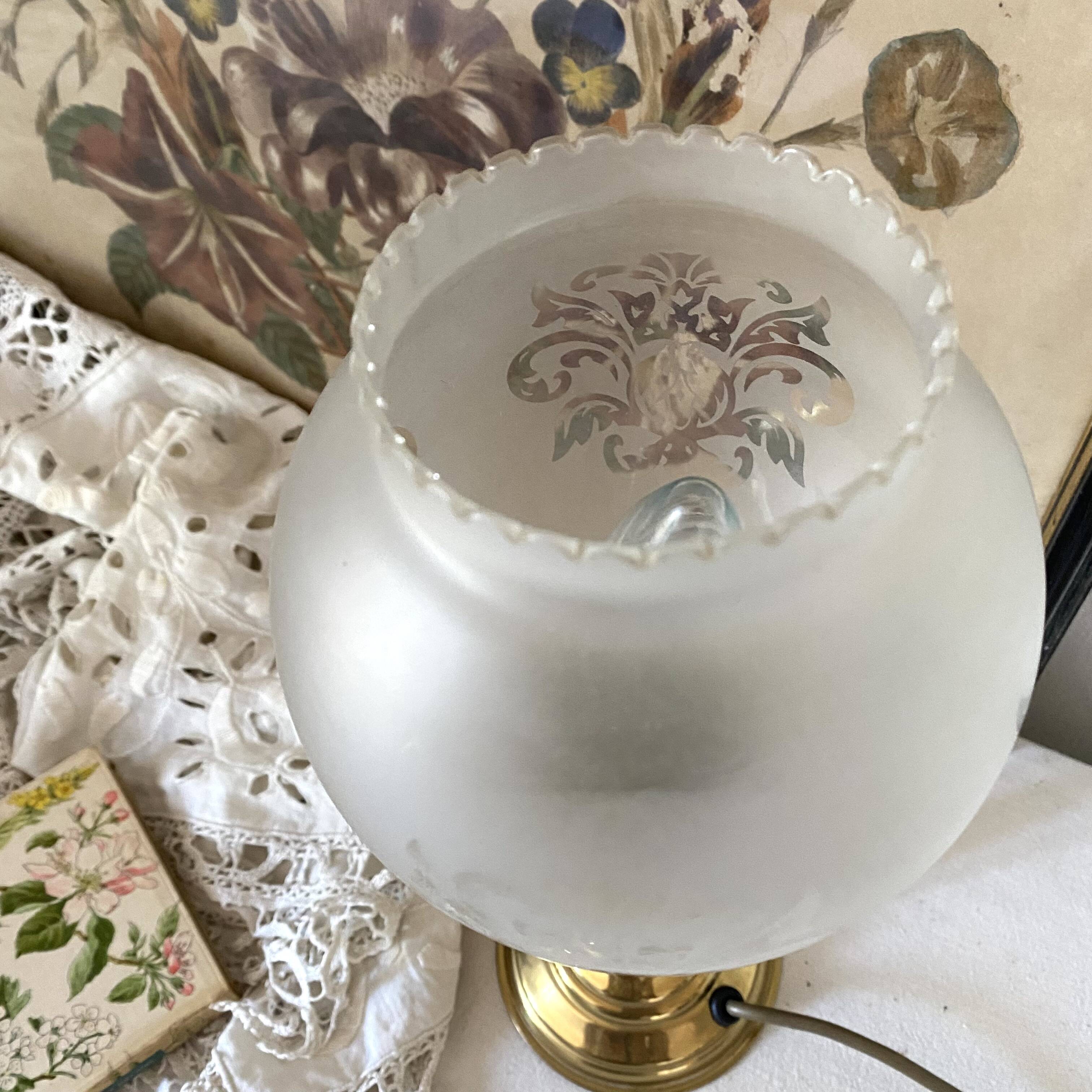 Lampe rétro pied colonne globe en verre