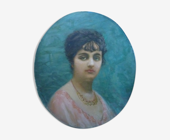 Portrait jeunne femme, oil on canvas signed B. Zo. Laroque (1876 - 1967)