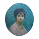 Portrait jeune femme, huile sur toile signée Laroque