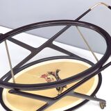 Ebonized Beech Serving Cart with Oriental Print, Italy