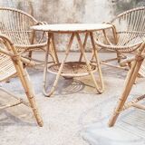 Rattan armchairs and table