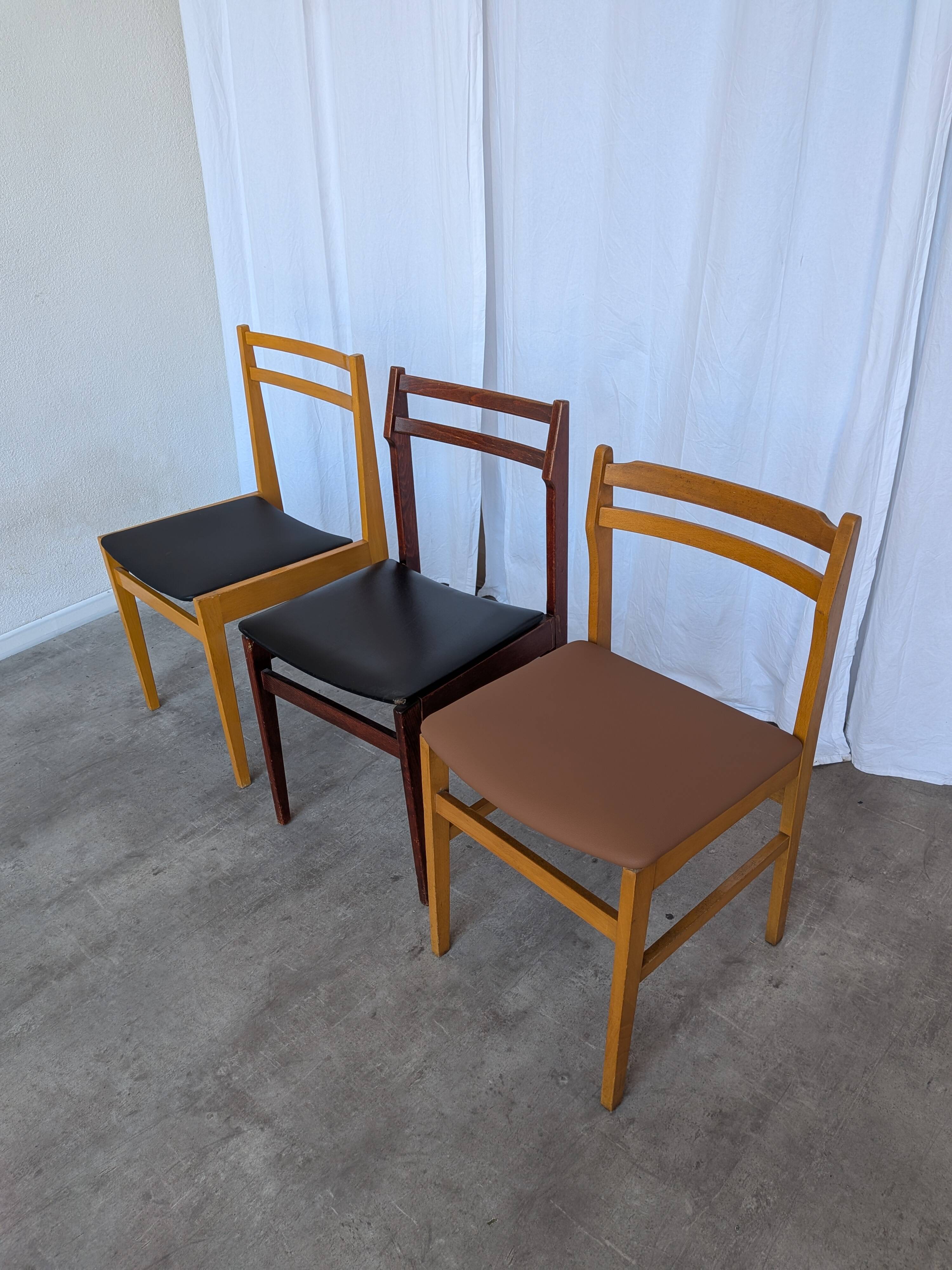 Set of 14 Vintage Scandinavian Dining Chairs / Yugoslav Wooden Bistro Chair