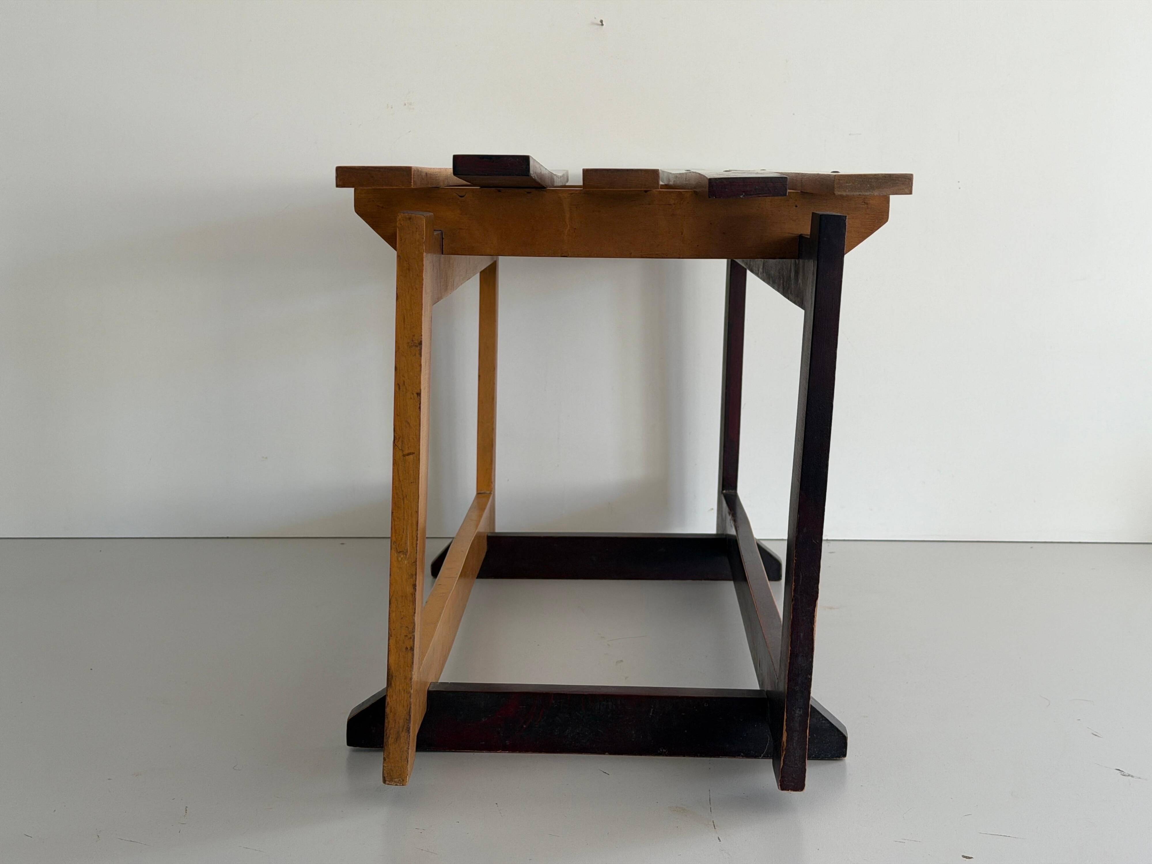Mid-century Italian solid wood two-tone bench, 1950s, Italy