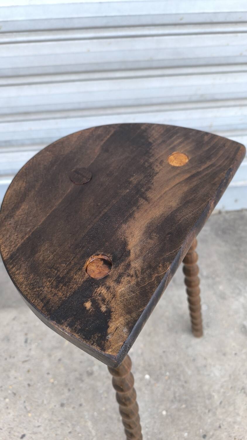 1950s Beaded Wooden Tripod Stool