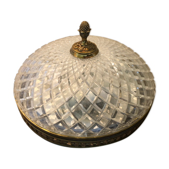 Glass and brass ceiling light 1950