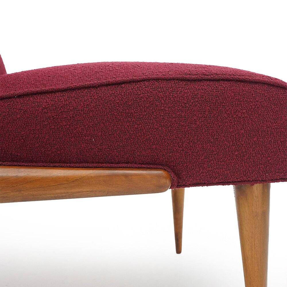 Set of wooden and boucle chairs, 1940s