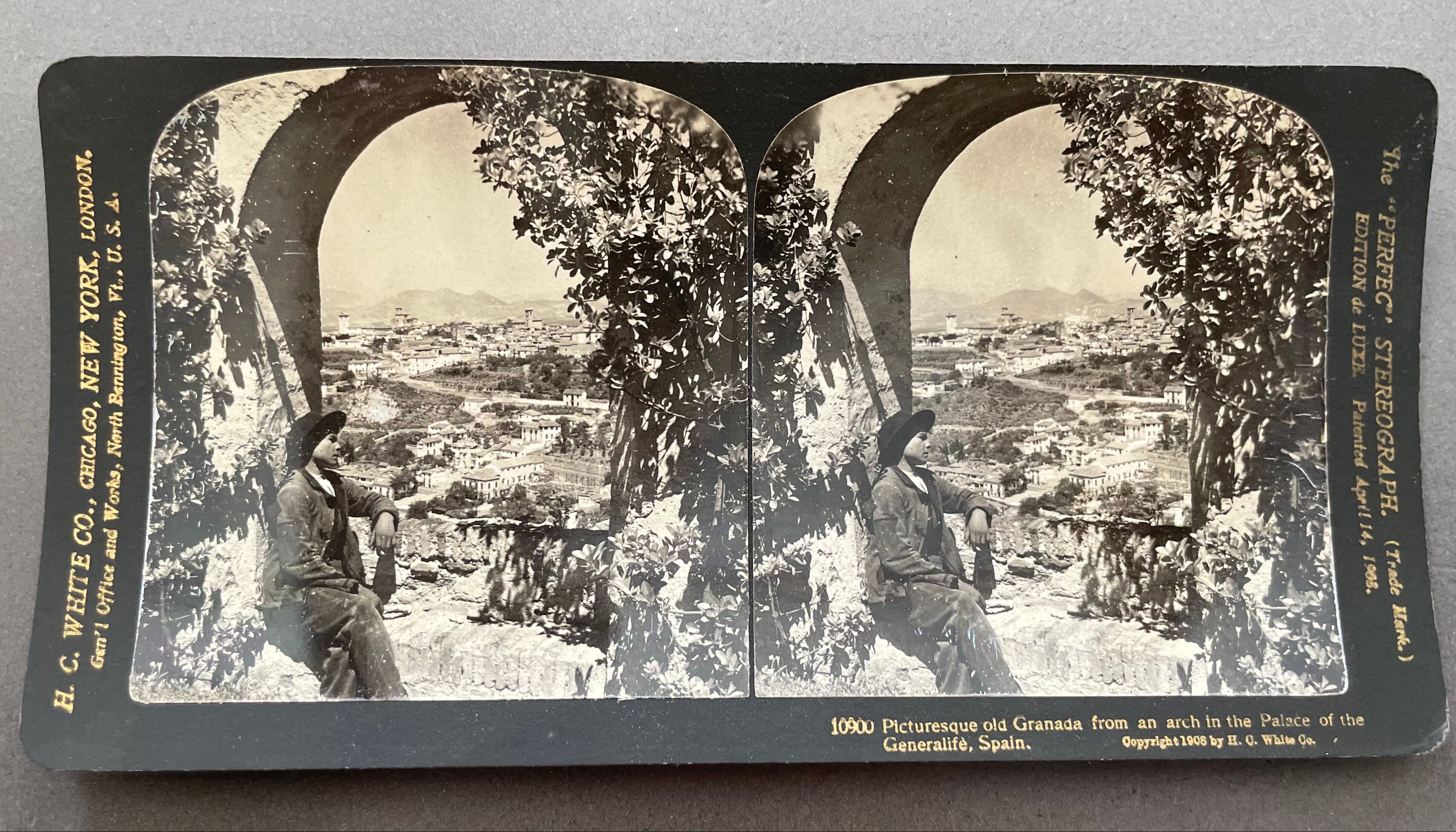Old photography stereo, stereograph, luxury albumine 1903 Granada, Spain