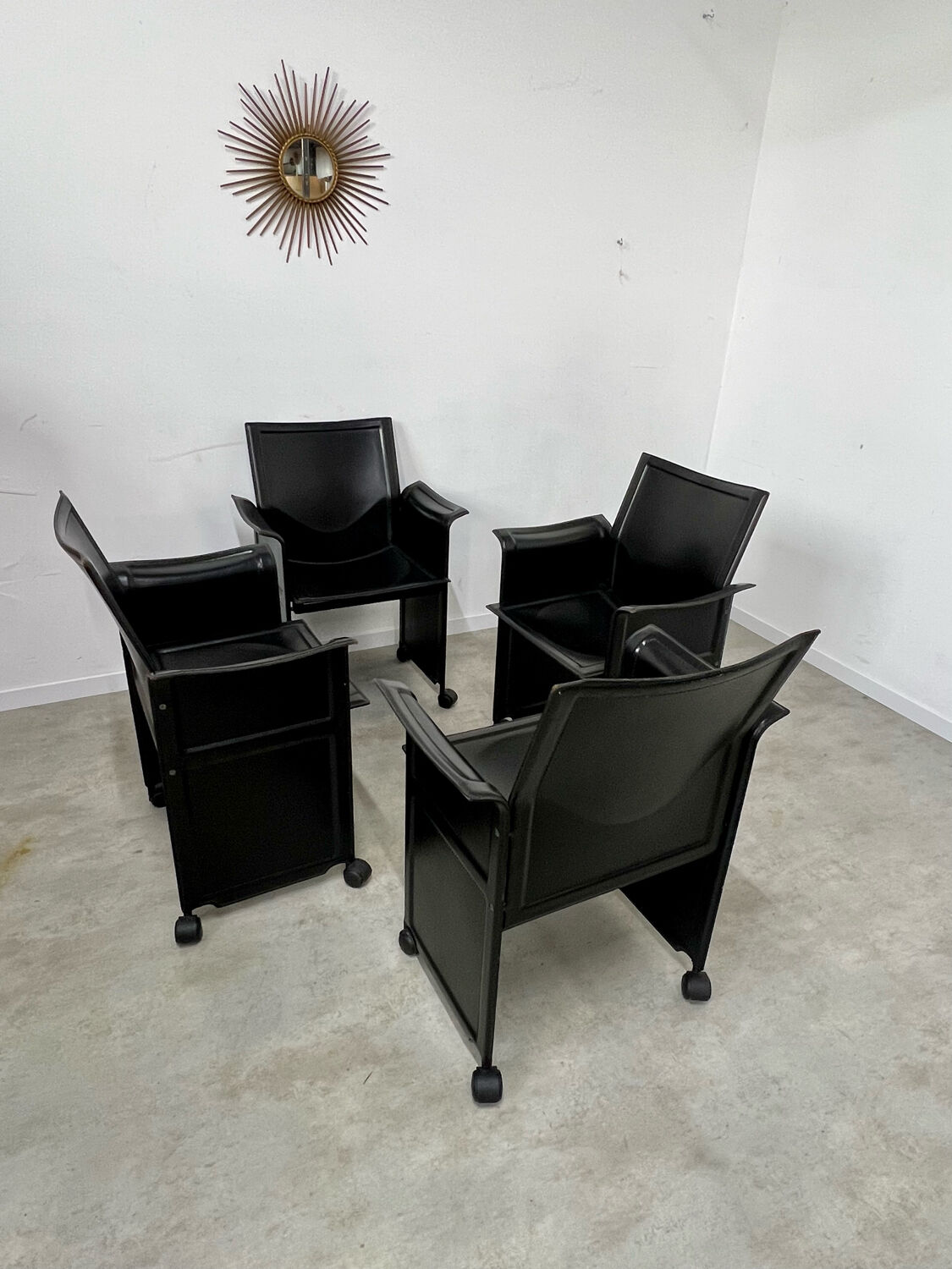Lot 4 old armchairs "Korium" by Tito Agnoli for Matteo Grassi 1980
