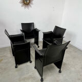 Lot 4 old armchairs "Korium" by Tito Agnoli for Matteo Grassi 1980