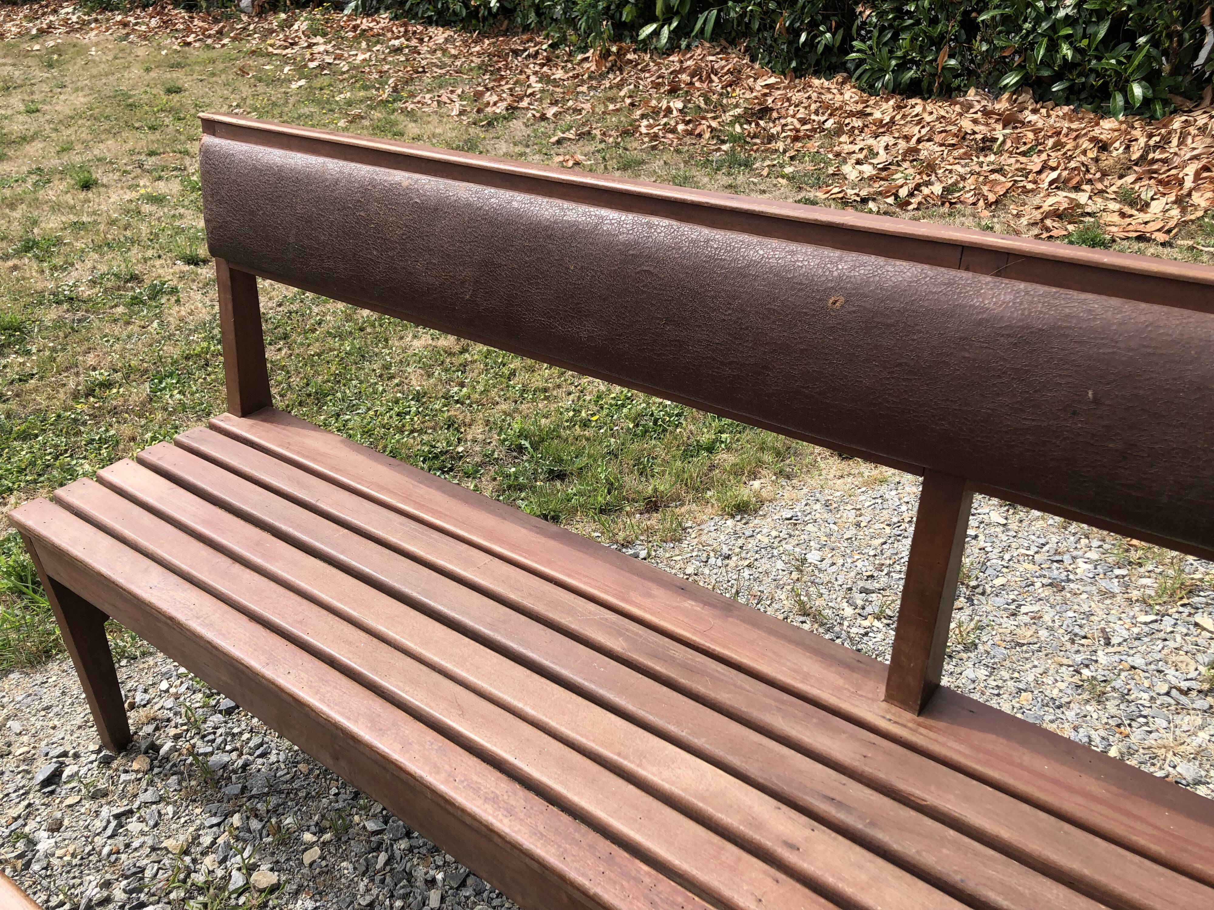 Duo of vintage church benches in solid beech