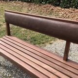 Duo of vintage church benches in solid beech
