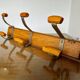 Scandinavian wall coat rack in wood and metal 6 hooks 60s 70s