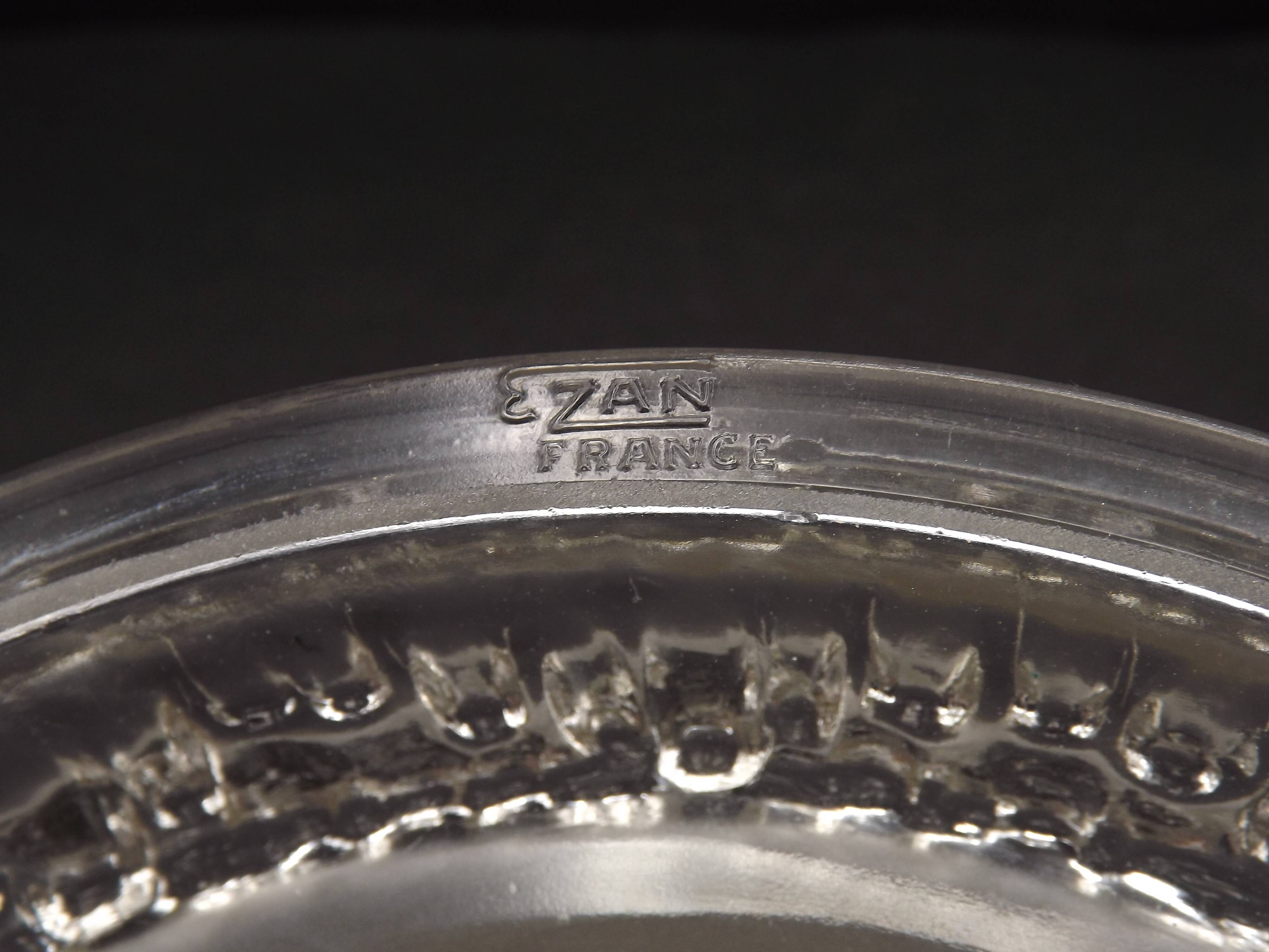 Signed EZAN France Frosted & Clear Glass Icicle Shades - Art Deco Lighting