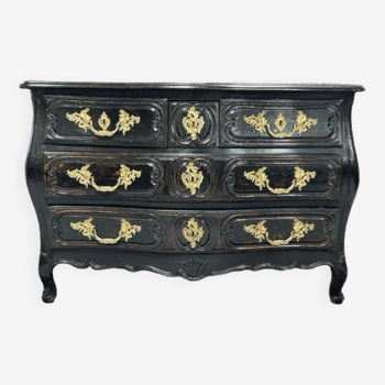 Louis XV Period Tomb Commode Black Lacquered - 18th Century