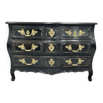 Commode Tombeau D’époque Louis XV Laqué Noir - époque XVIIIème