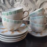 5 coffee cups and saucers Pillivuyt France