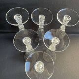 6 Saint Louis champagne flutes cut Lozère service stamped