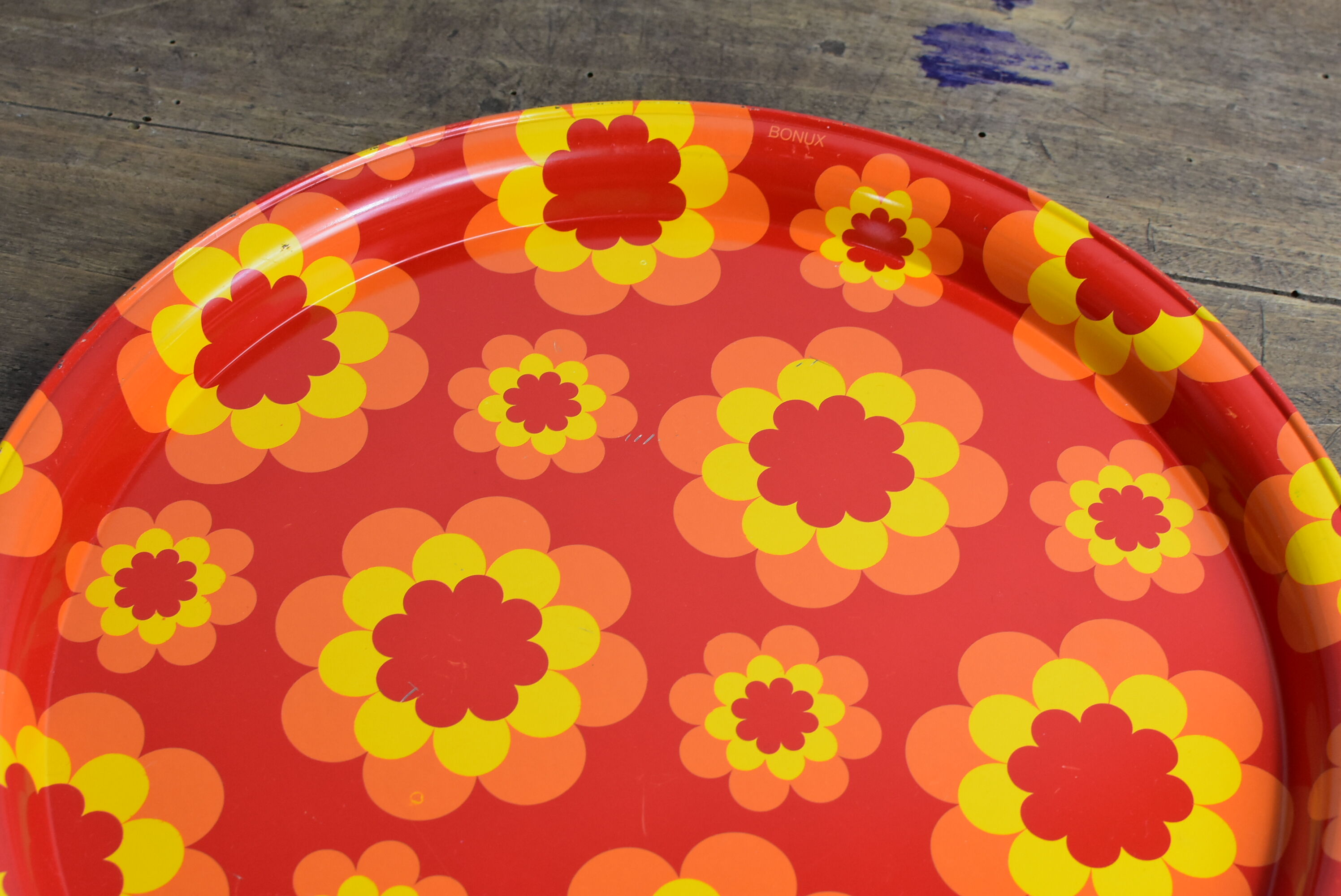 Vintage orange flower tray.