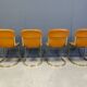 Vintage brass and cognac leather dining chairs by Willy Rizzo for Cidue set of 4