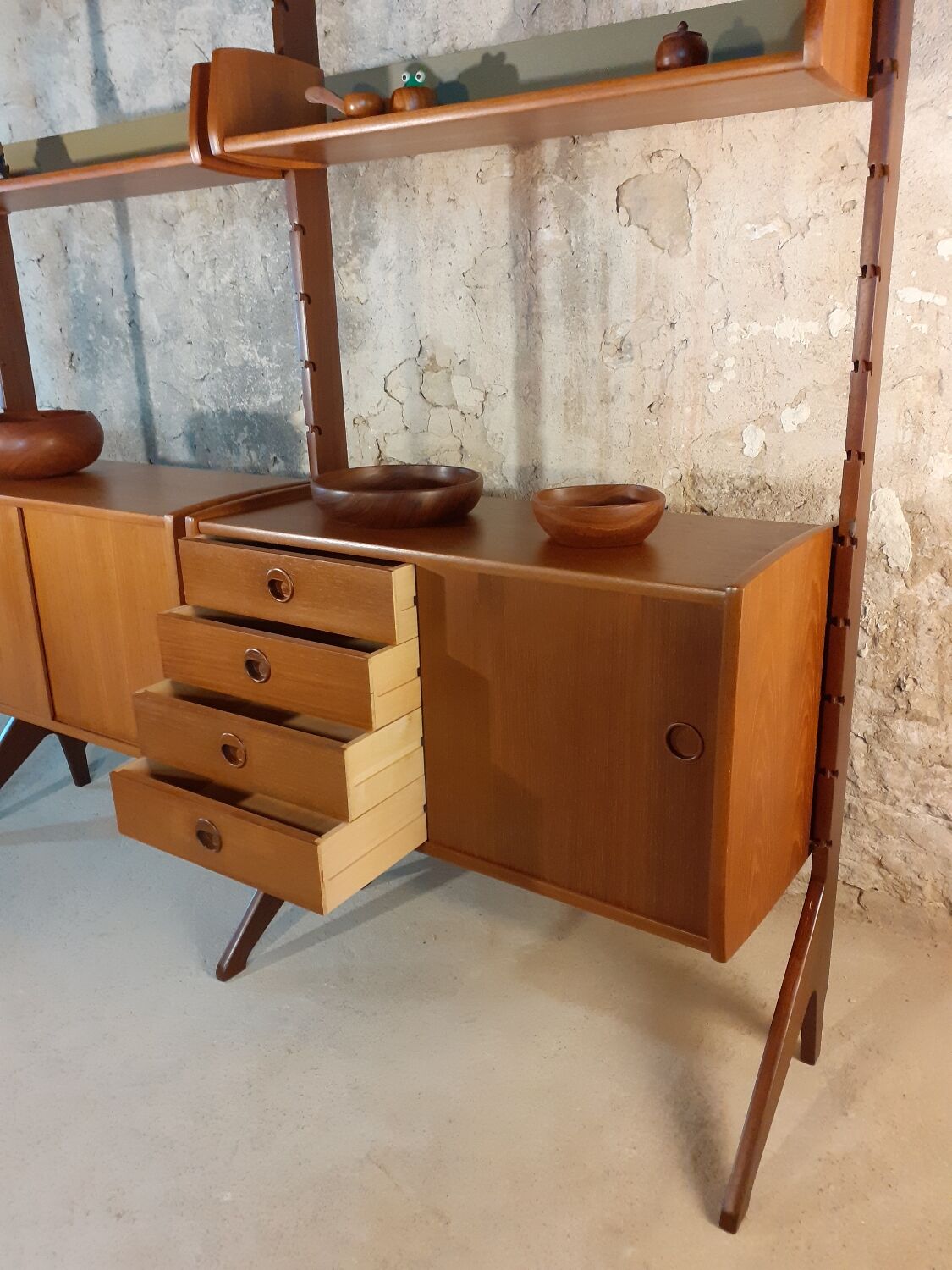 Self-supporting teak shelves ergo, vintage scandinavian 1960s