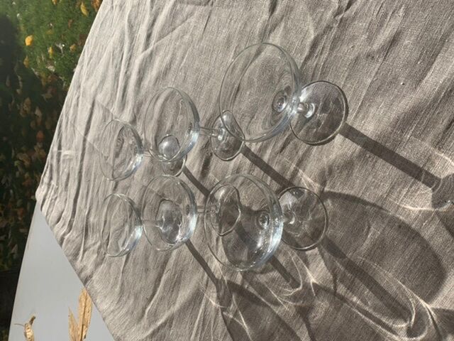 6 vintage transparent glass champagne glasses