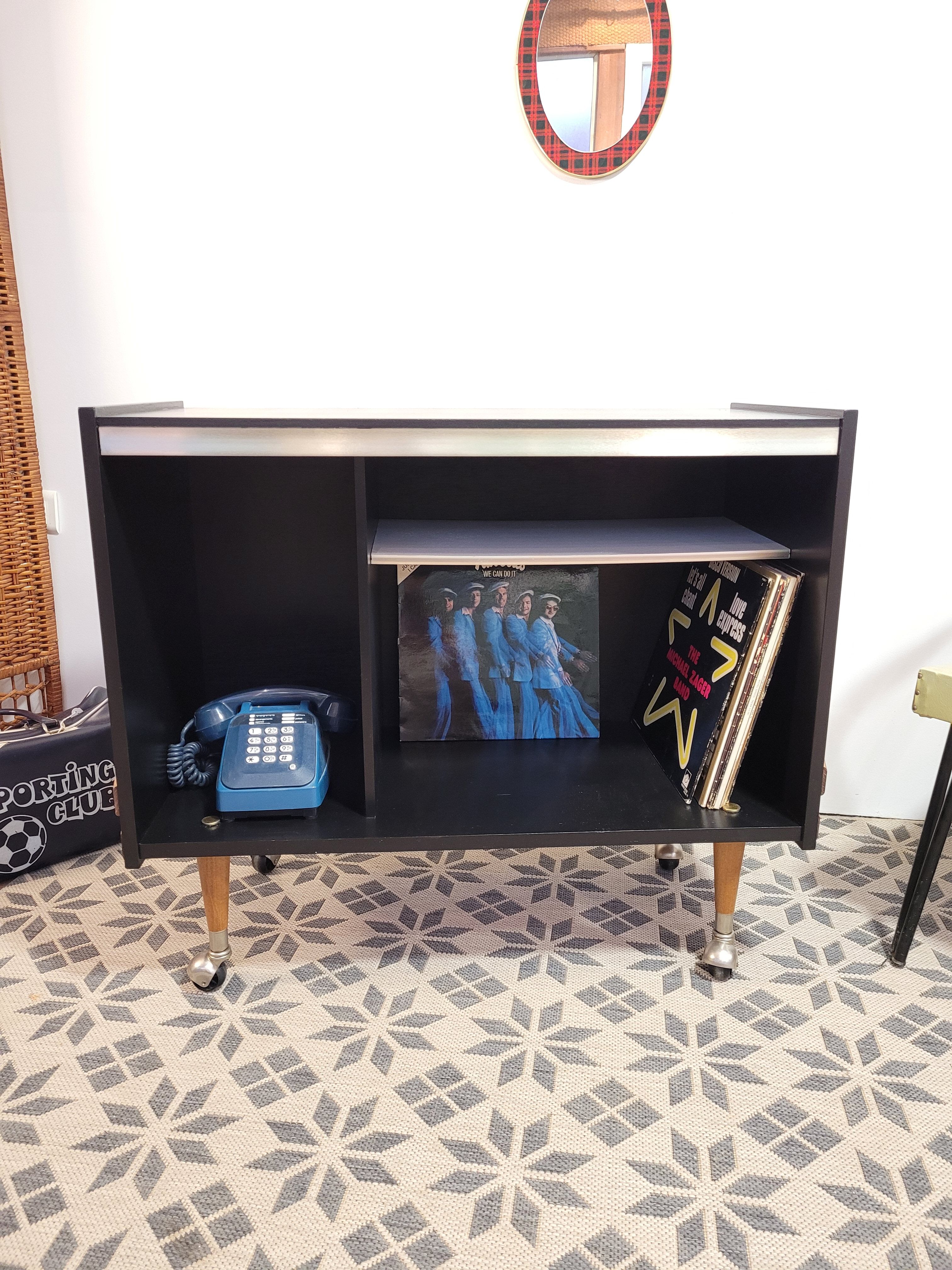 Vinyl storage unit on wheels