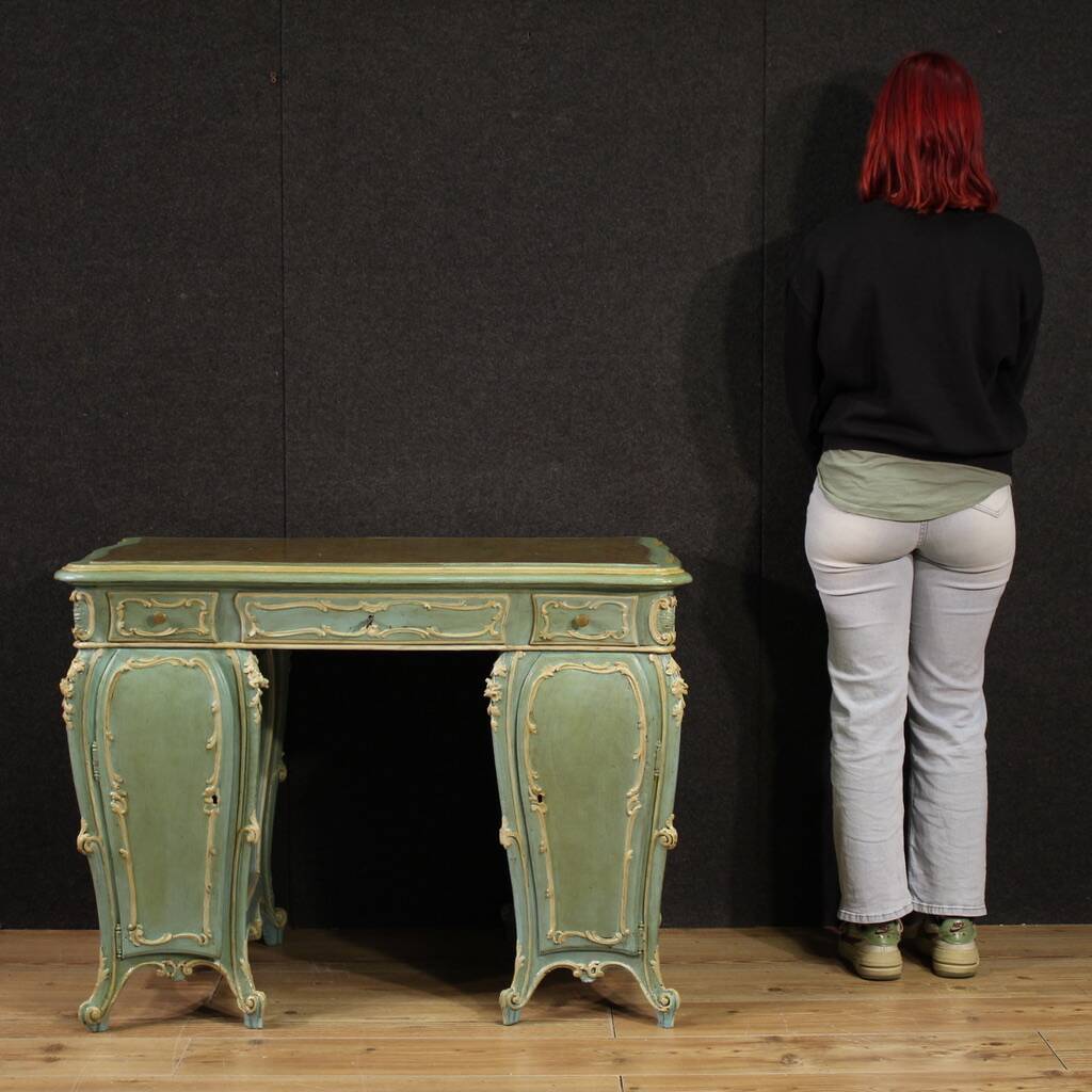 Venetian lacquered and painted writing desk from the 20th century