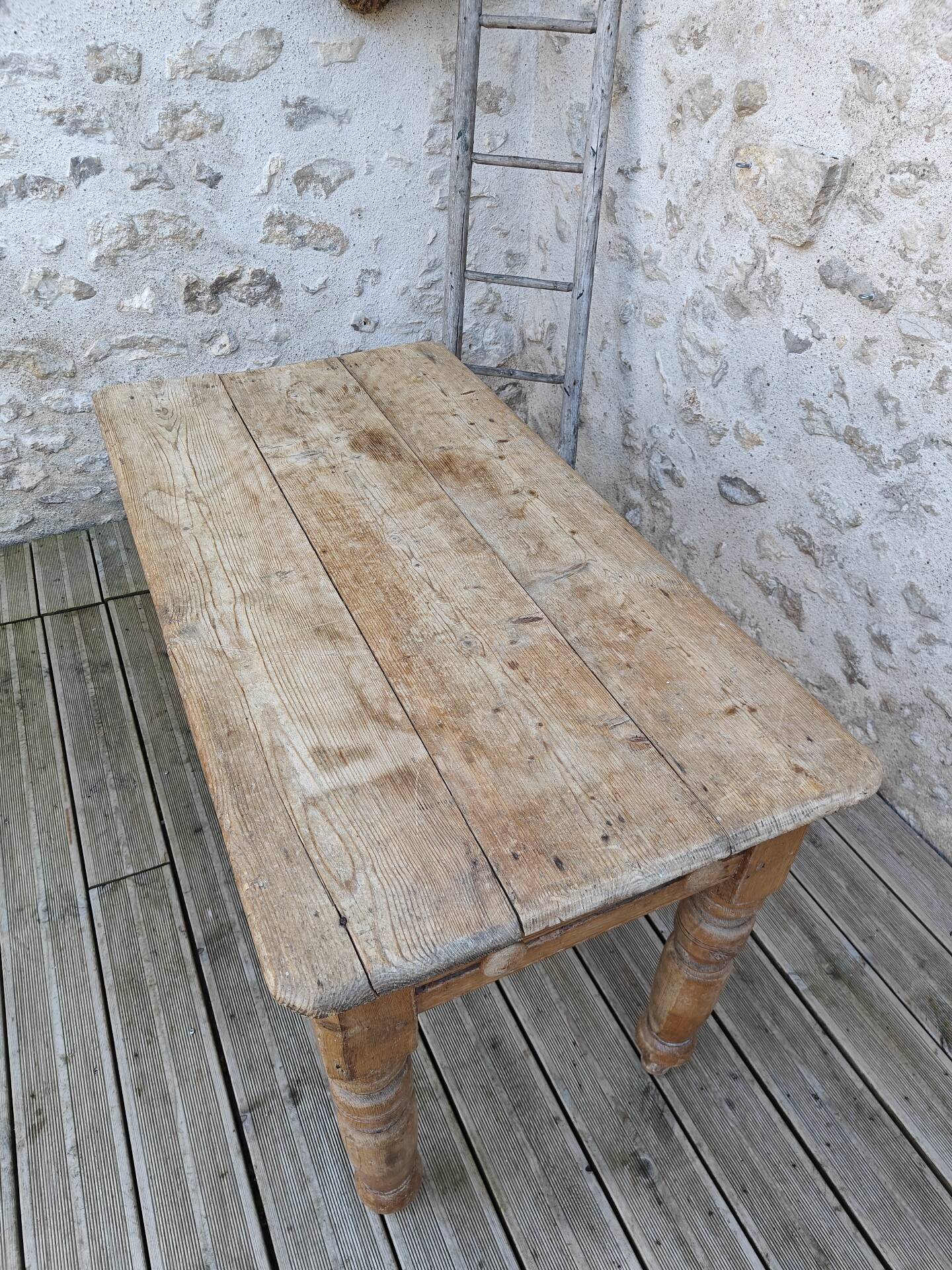 Small antique farmhouse table in solid pine.
