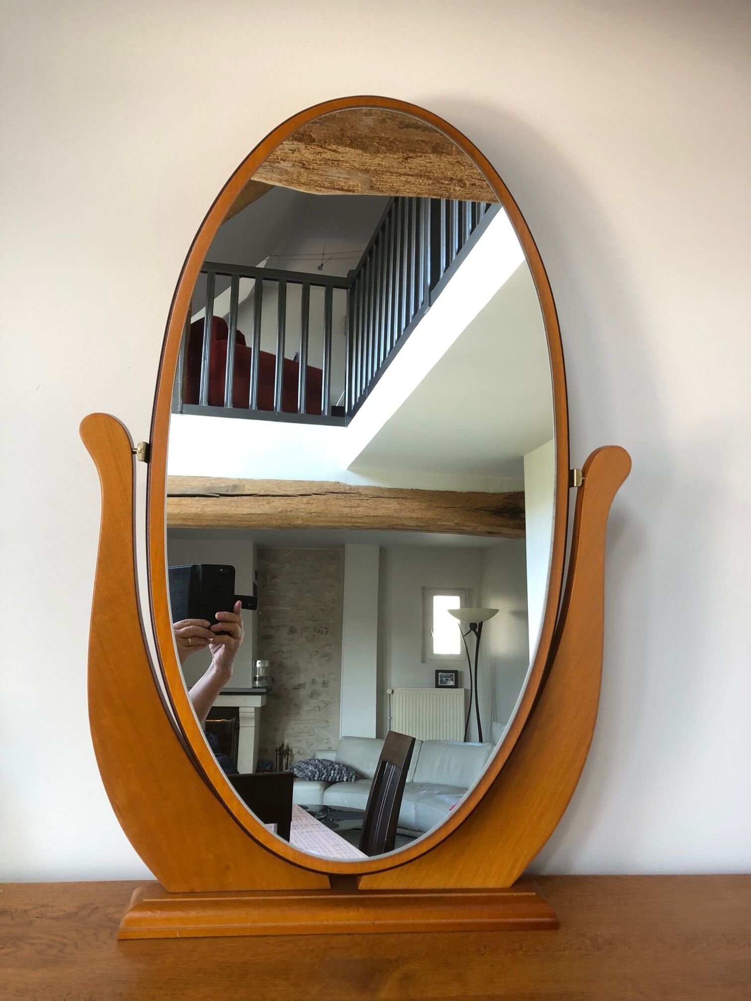 Wooden psyche mirror, 92x59 cm