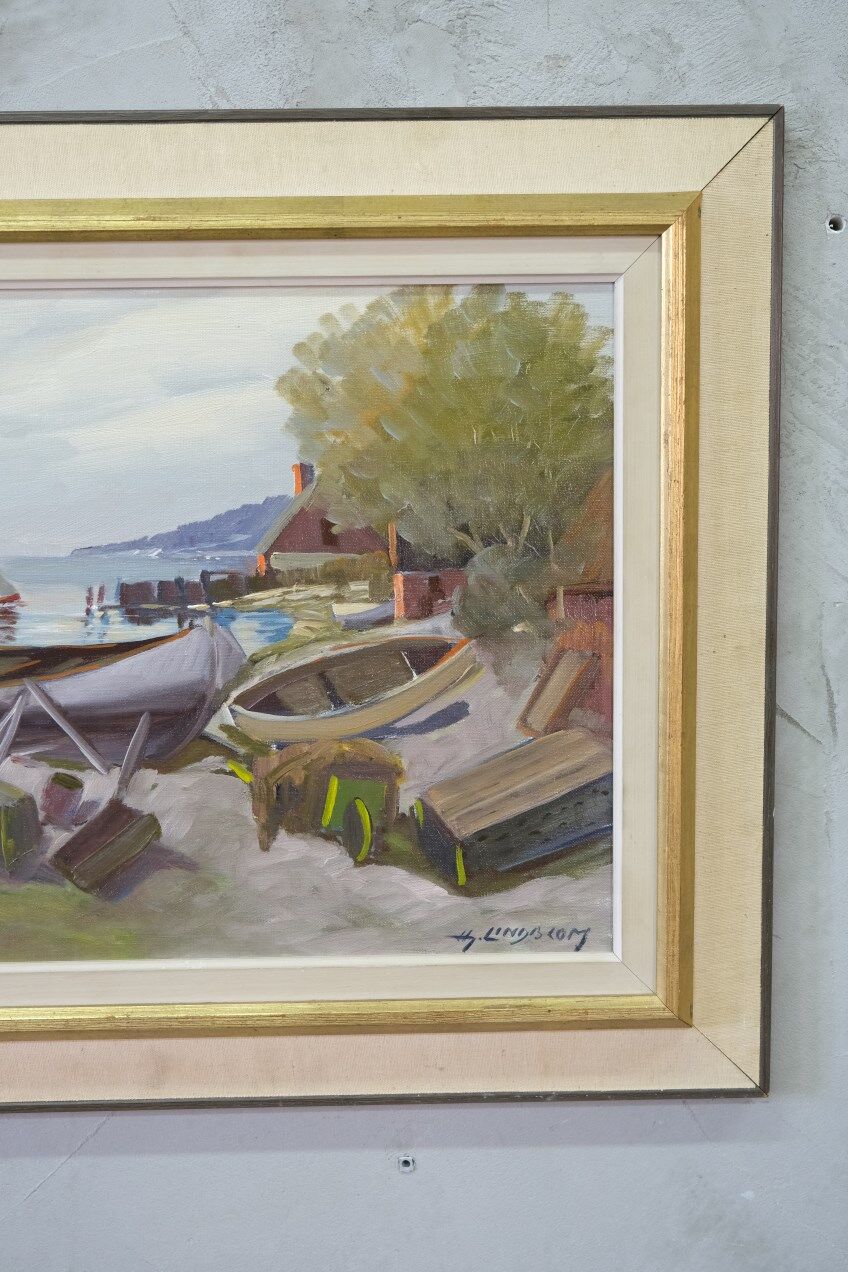 Hjamar Lindblom, Swedish Modern Landscape, 1960s, Oil on Canvas, Framed