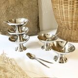 Set of 5 Guy Degrenne stainless steel ice cream cups and spoons