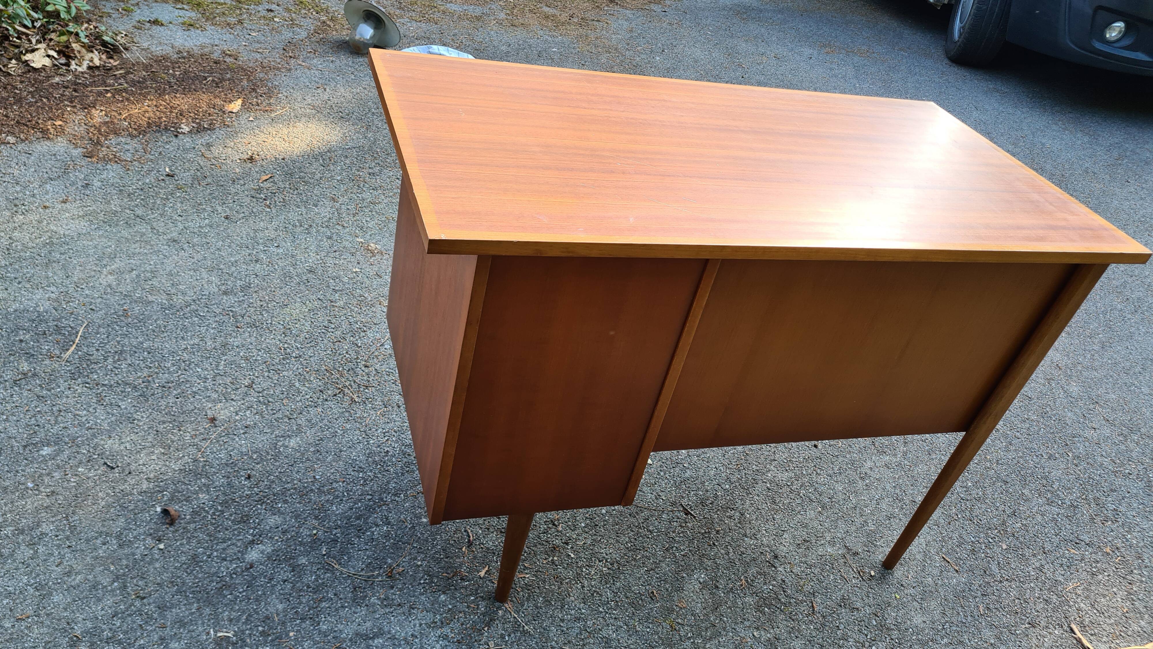 Wooden desk compass feet 60s