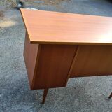 Bureau en bois pieds compas années 60