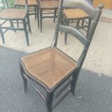 Series of 6 chairs Napoleon III era in blackened wood and canning